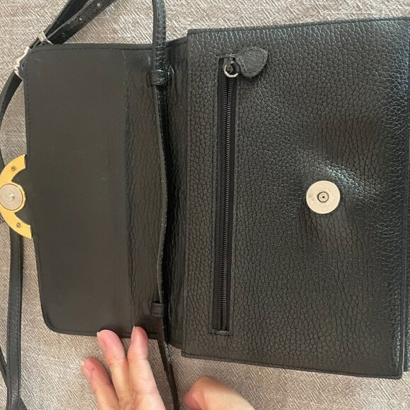 Brighton Croc & Pebble Leather Black Cross Body Tri-Fold Purse 8" x 5.5"! - Picture 3 of 7